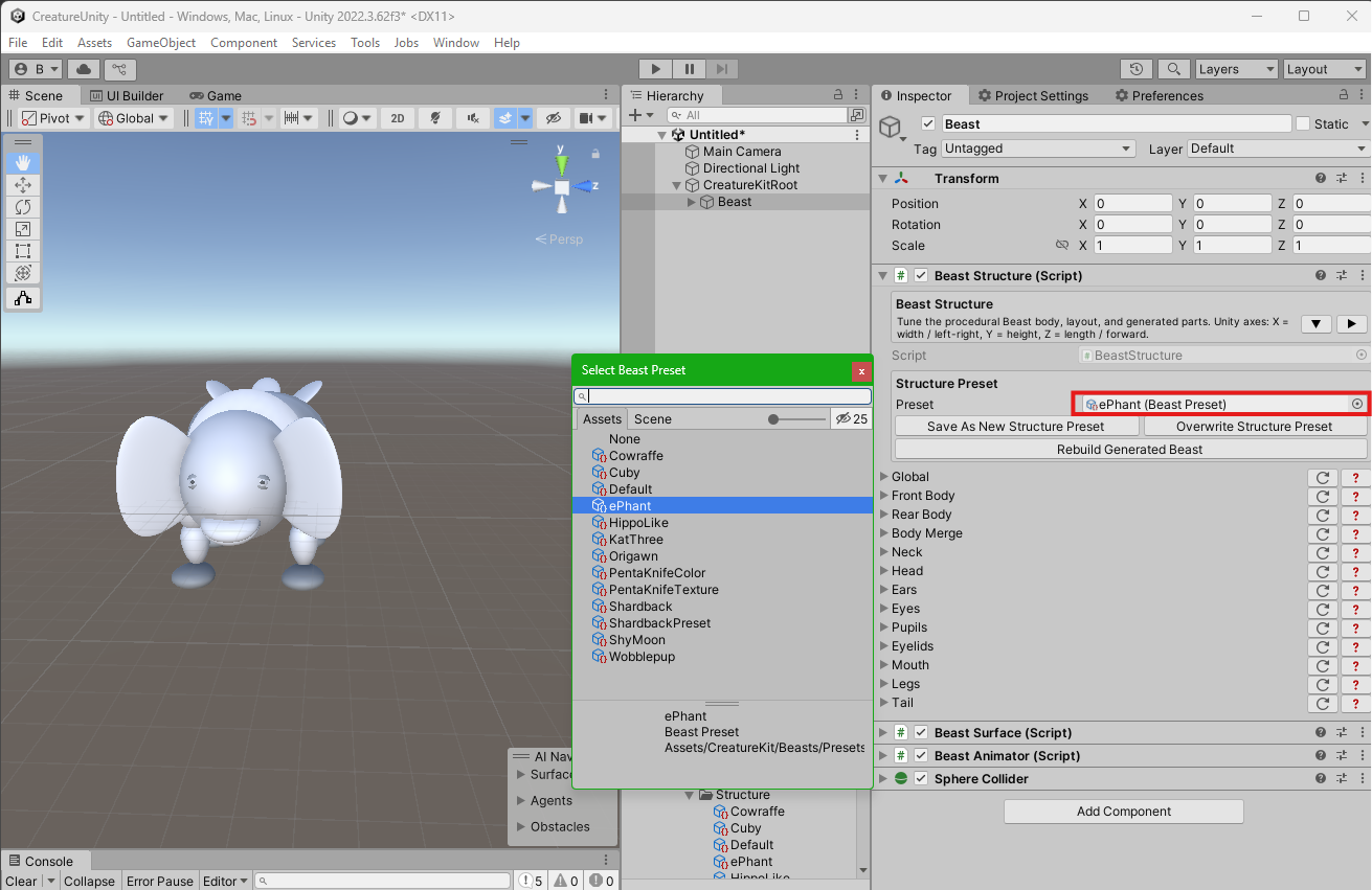 Creature template comparison