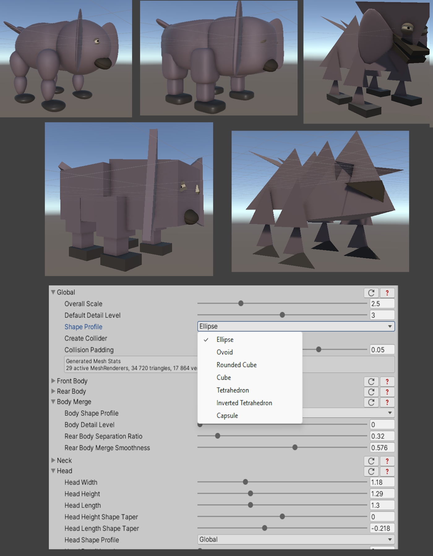 Shape profile comparison